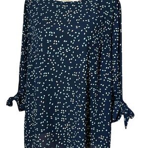 Serein Womens Blouse Sz Large Open Arms Long Sleeve Polka Dot